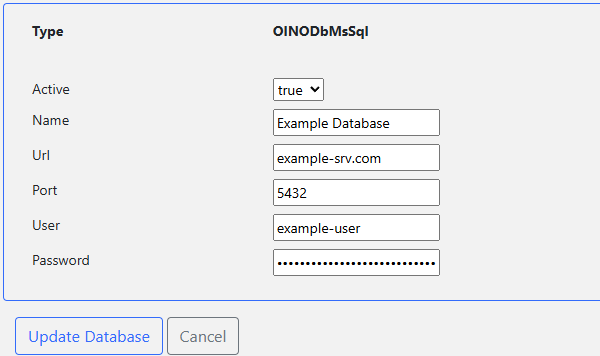 Database setup example